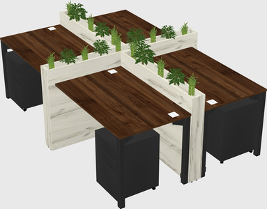 Rectangular shared desk