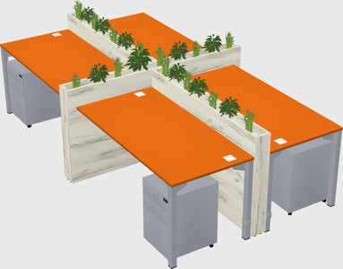Rectangular shared desk