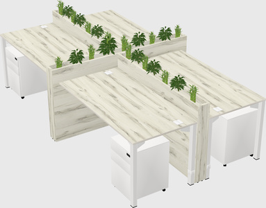 Rectangular shared desk