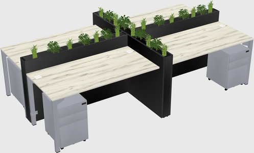 Rectangular shared desk