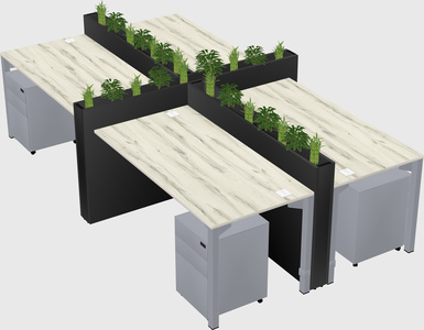 Rectangular shared desk