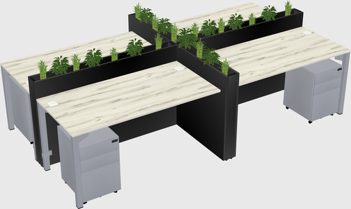 Rectangular shared desk