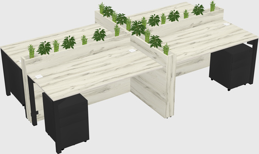 Rectangular shared desk