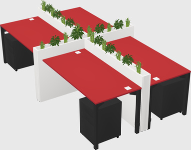 Rectangular shared desk