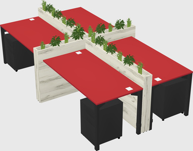 Rectangular shared desk