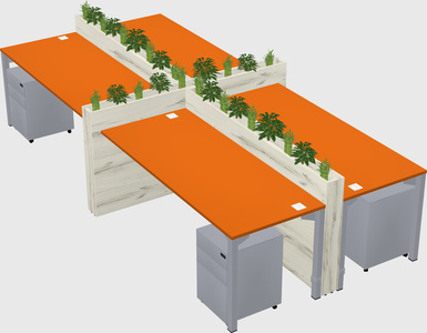 Rectangular shared desk