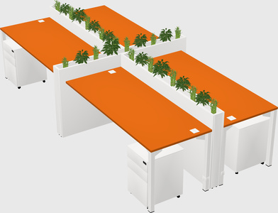 Rectangular shared desk