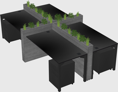Rectangular shared desk