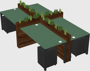 Rectangular shared desk