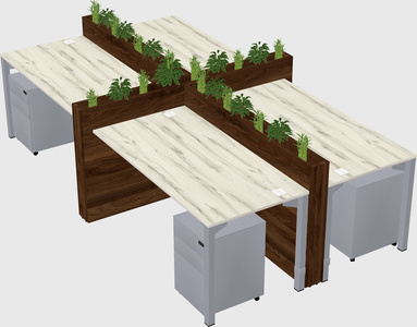 Rectangular shared desk