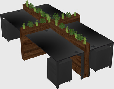 Rectangular shared desk