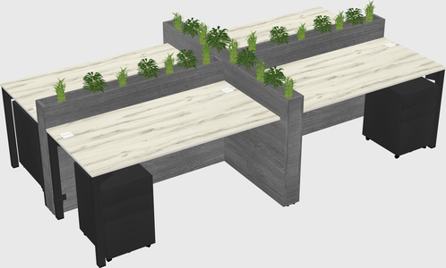 Rectangular shared desk