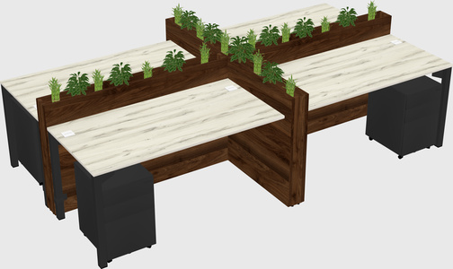 Rectangular shared desk