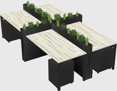 Rectangular shared desk