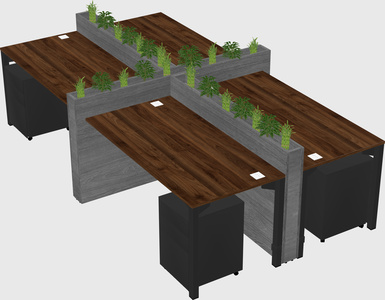 Rectangular shared desk
