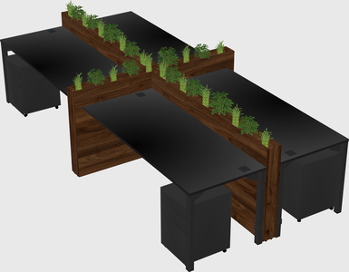 Rectangular shared desk