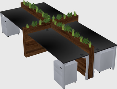 Rectangular shared desk