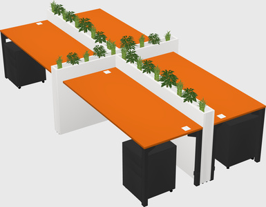 Rectangular shared desk