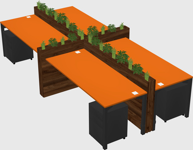 Rectangular shared desk