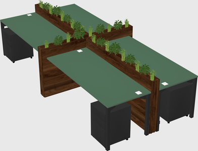 Rectangular shared desk