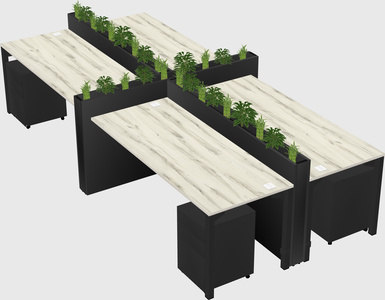 Rectangular shared desk