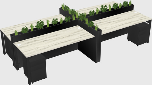 Rectangular shared desk