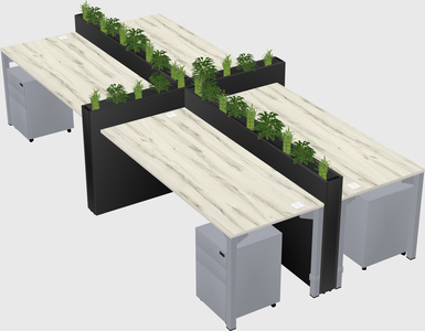 Rectangular shared desk