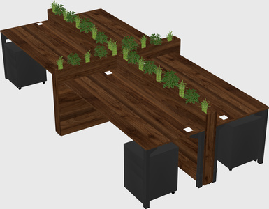 Rectangular shared desk