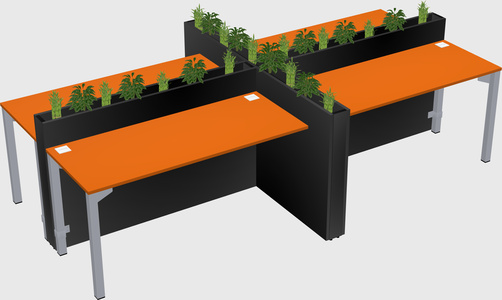 Rectangular shared desk