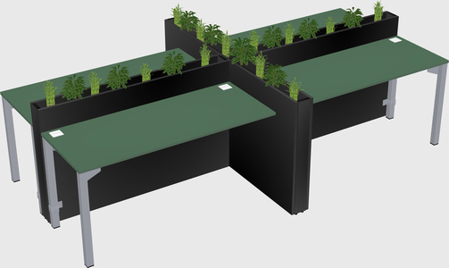Rectangular shared desk