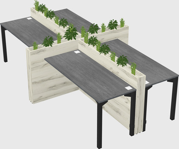 Rectangular shared desk