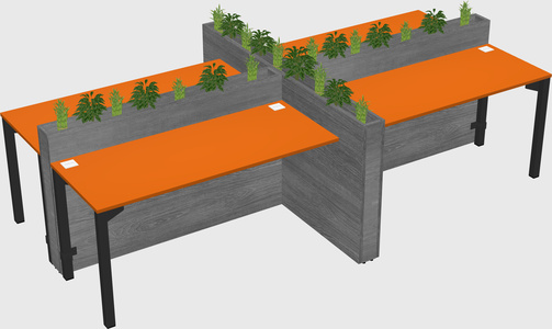 Rectangular shared desk