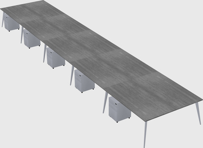 Shared rectangular office desk system