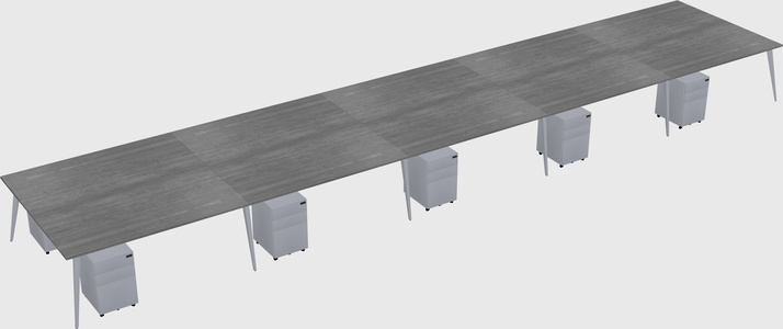 Shared rectangular office desk system