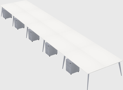 Shared rectangular office desk system