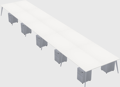 Shared rectangular office desk system
