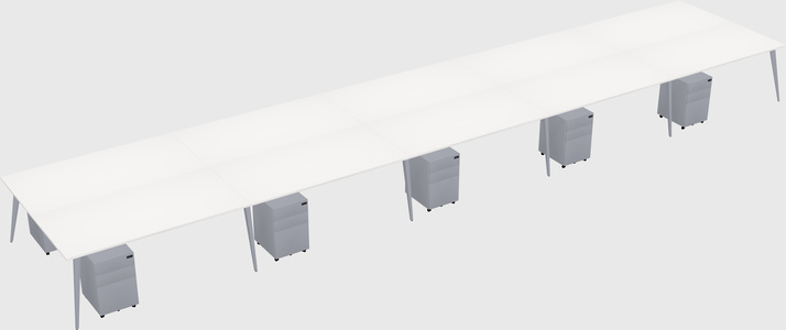 Shared rectangular office desk system