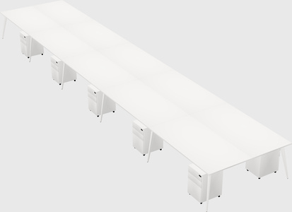 Shared rectangular office desk system