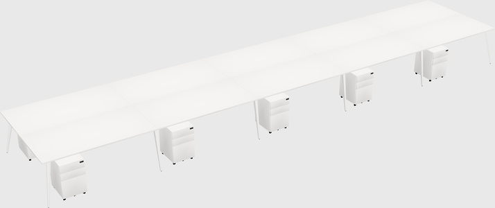 Shared rectangular office desk system