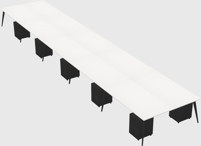 Shared rectangular office desk system