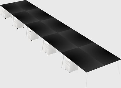 Shared rectangular office desk system
