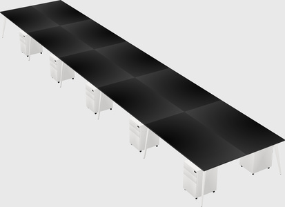 Shared rectangular office desk system