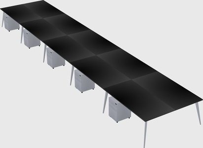 Shared rectangular office desk system