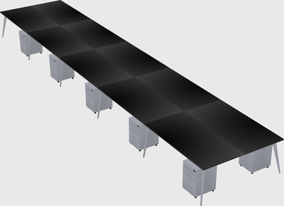 Shared rectangular office desk system