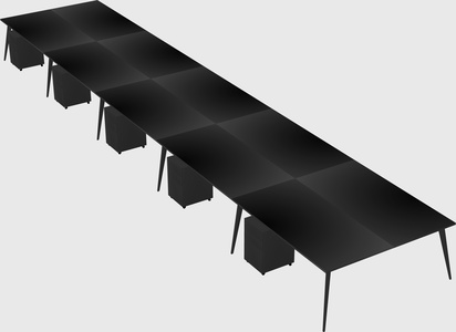 Shared rectangular office desk system