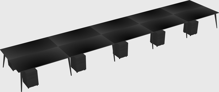 Shared rectangular office desk system