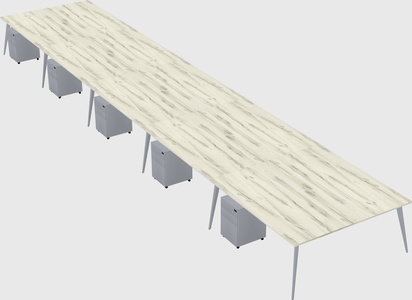 Shared rectangular office desk system