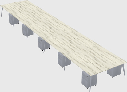 Shared rectangular office desk system