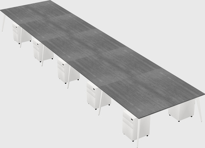 Shared rectangular office desk system