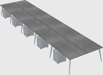 Shared rectangular office desk system